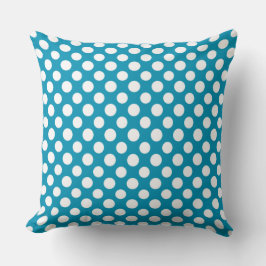 White op Bright Blue Jumbo Polka Dots Kussen