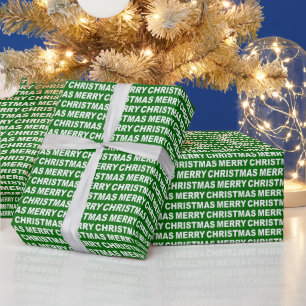 White op Dark Green KerstTypografie Cadeaupapier
