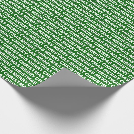 White op Dark Green KerstTypografie Cadeaupapier (Hoek)