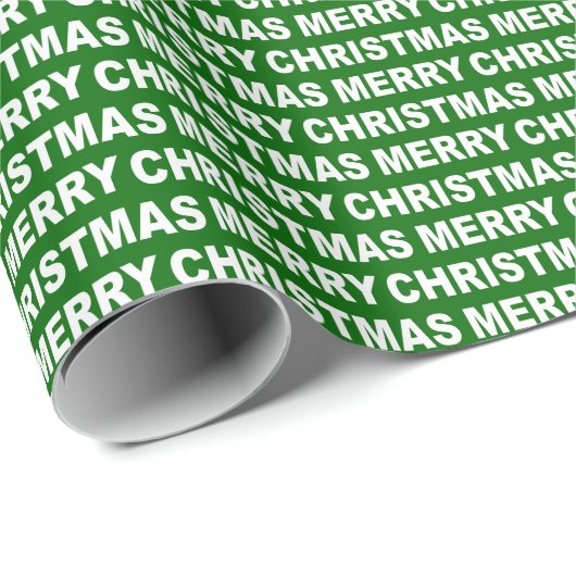 White op Dark Green KerstTypografie Cadeaupapier (Rol Hoek)