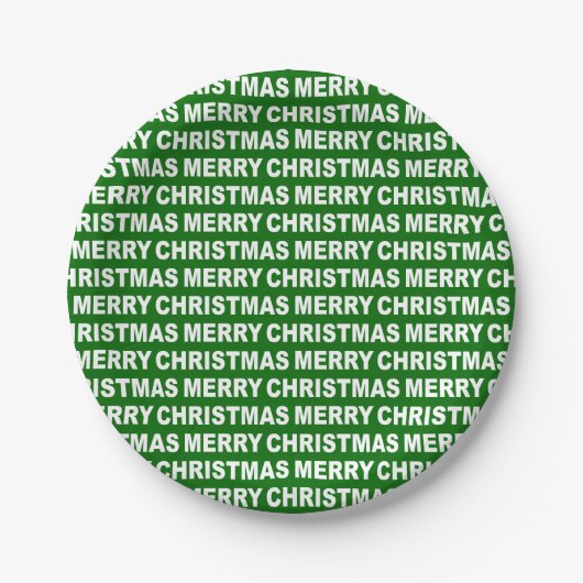 White op Dark Green KerstTypografie Papieren Bordje (Voorkant)