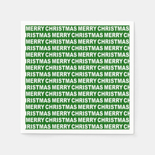 White op Dark Green KerstTypografie Servet (Voorkant)