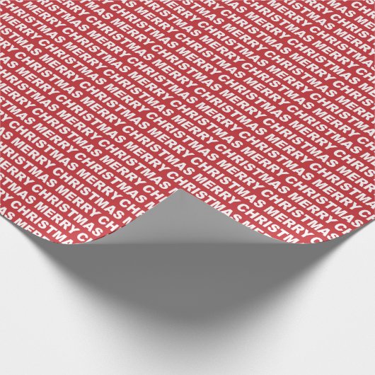 White op Dark Red Kersttypografie Cadeaupapier (Hoek)