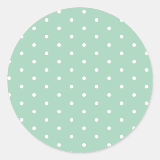 White op Mint Polka Dots Ronde Sticker (Voorkant)