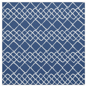 White op Navy Blue Diamond Tiles Stof