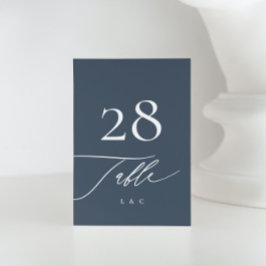 White op Navy Blue | Kalligrafie Moderne bruiloft Kaart