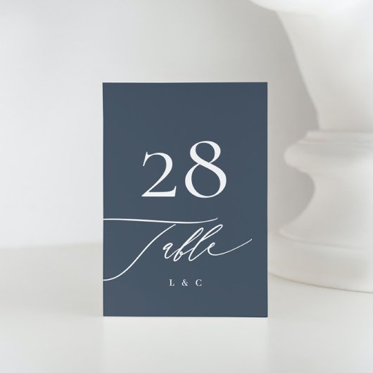 White op Navy Blue | Kalligrafie Moderne bruiloft Kaart