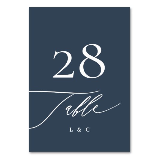 White op Navy Blue | Kalligrafie Moderne bruiloft Kaart (Voorkant)