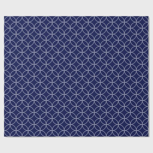 White op Navy Blue Overlapping Circles Cadeaupapier (Vlak)