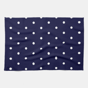 White op Navy Polka Dots Theedoek