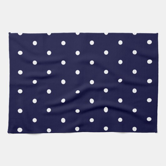 White op Navy Polka Dots Theedoek (Horizontaal)