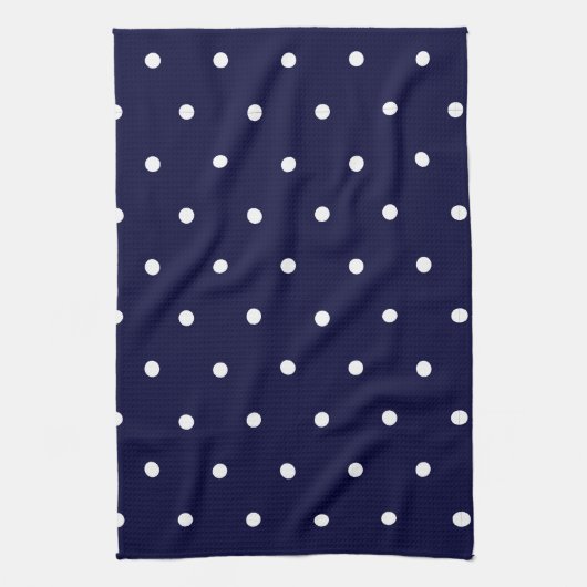 White op Navy Polka Dots Theedoek (Verticaal)