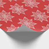 White op Red Sketchy Flowers Cadeaupapier (Hoek)