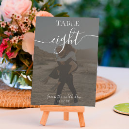 White op zwarte scriptnamen foto's bruiloft kaart