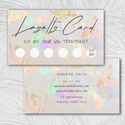 white opal design loyality card visitekaartje