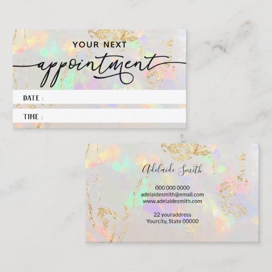 White Opal Texture Afspraakkaart Visitekaartje (Voorkant / Achterkant)