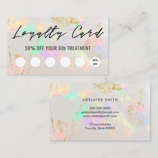 White Opal Texture Loyalty Card Visitekaartje (Voorkant / Achterkant)