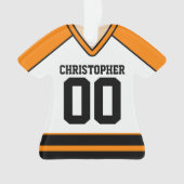 White/Oranje/Black Custom Hockey Jersey Ornament (voorkant)