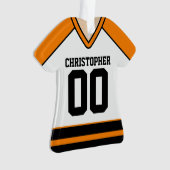 White/Oranje/Black Custom Hockey Jersey Ornament (voorkant)