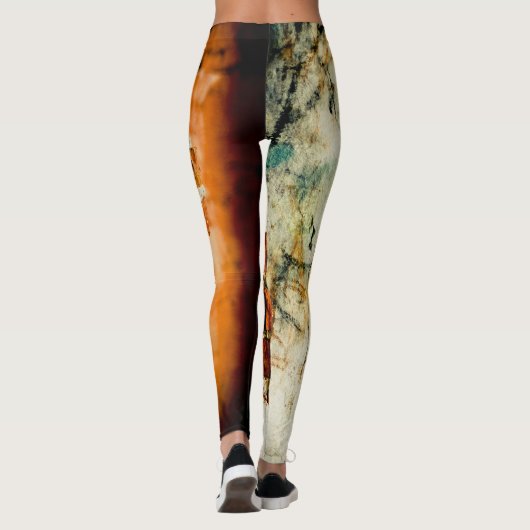 White oranje Cool old brick wall graffiti Leggings (Achterkant)