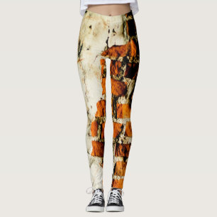 White oranje Cool old brick wall graffiti Leggings