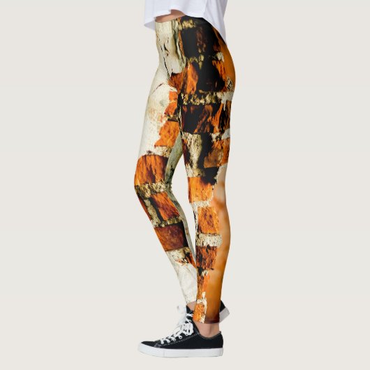 White oranje Cool old brick wall graffiti Leggings (Links)
