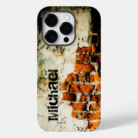 White oranje Cool old brick wall grafiti Jouw naam Case-Mate iPhone Case (Achterkant)