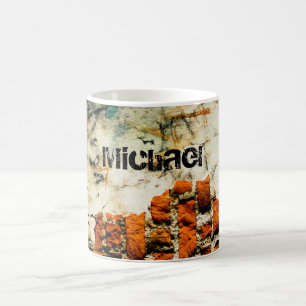 White oranje Cool old brick wall grafiti Jouw naam Koffiemok