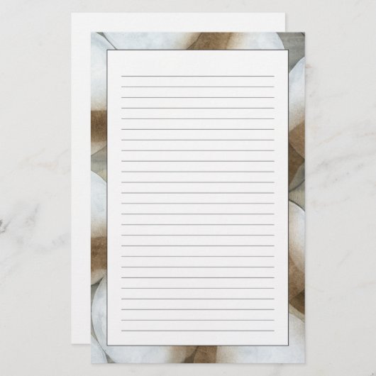 White Orbs & Brown Circles Briefpapier (Voorkant / Achterkant)