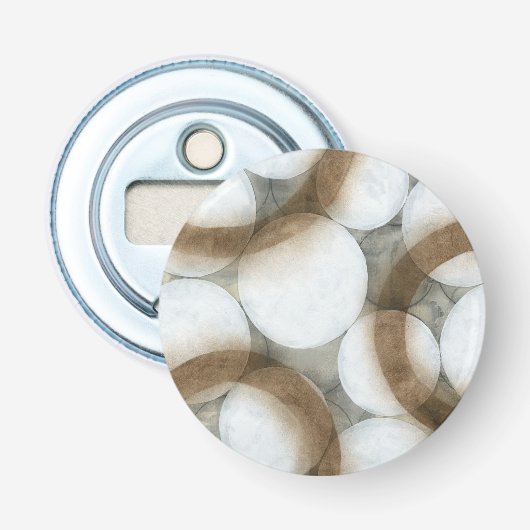 White Orbs & Brown Circles Button Flesopener (Voorkant)