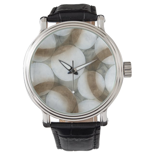 White Orbs & Brown Circles Horloge (Voorkant)
