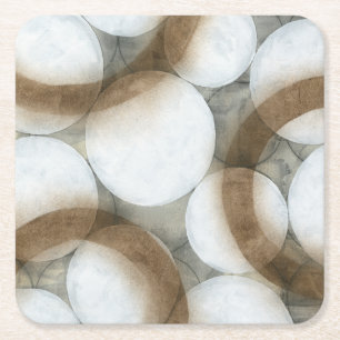 White Orbs & Brown Circles Kartonnen Onderzetters