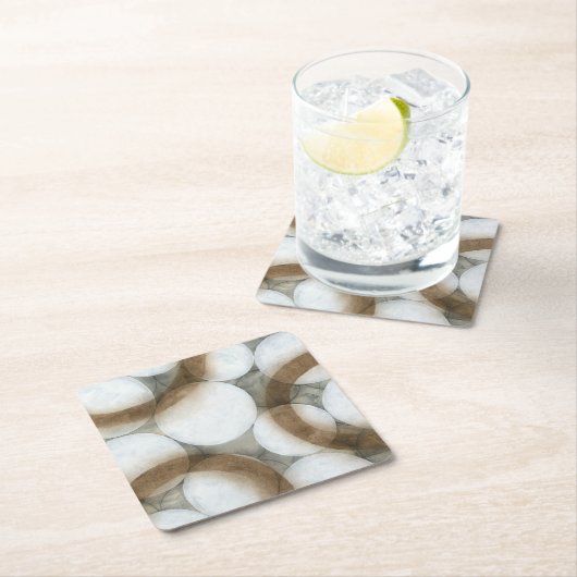 White Orbs & Brown Circles Kartonnen Onderzetters (Insitu)