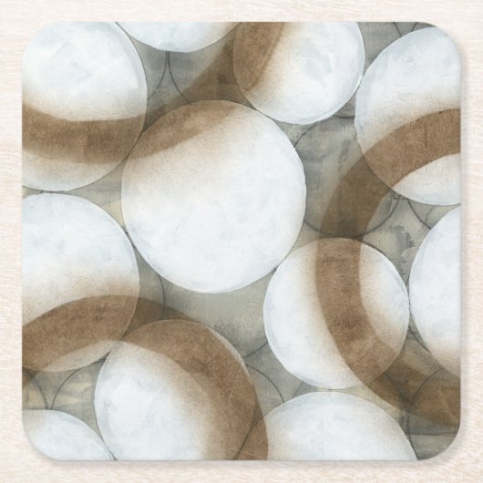 White Orbs & Brown Circles Kartonnen Onderzetters (Voorkant)