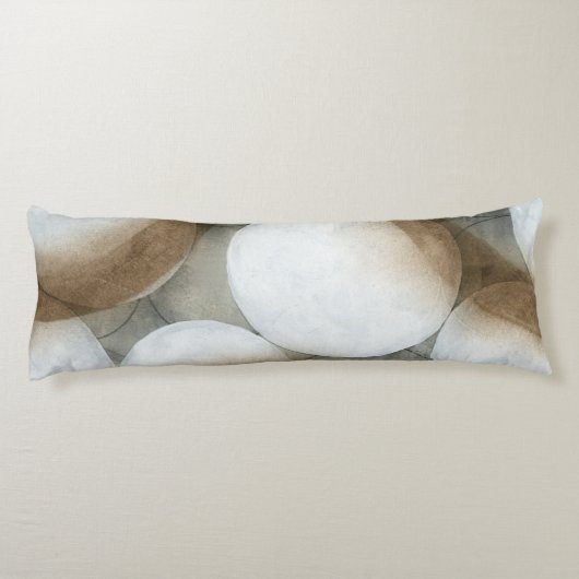 White Orbs & Brown Circles Lichaamskussen (Achterkant)