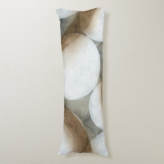 White Orbs & Brown Circles Lichaamskussen (Voorkant Verticaal)