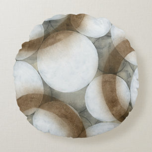 White Orbs & Brown Circles Rond Kussen