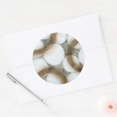 White Orbs & Brown Circles Ronde Sticker (Envelop)