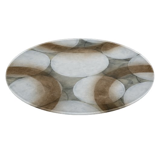 White Orbs & Brown Circles Snijplank (Hoek)