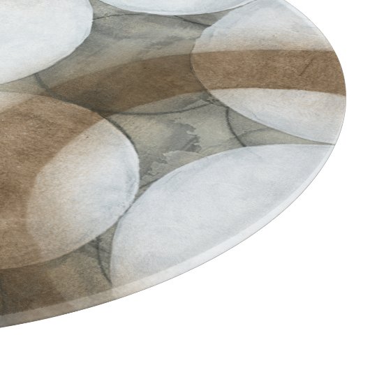 White Orbs & Brown Circles Snijplank (Hoek)