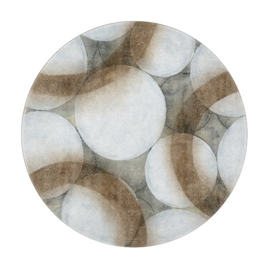 White Orbs & Brown Circles Snijplank (Voorkant)