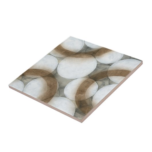 White Orbs & Brown Circles Tegeltje (Zijkant)