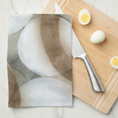 White Orbs & Brown Circles Theedoek (Quarter Fold)