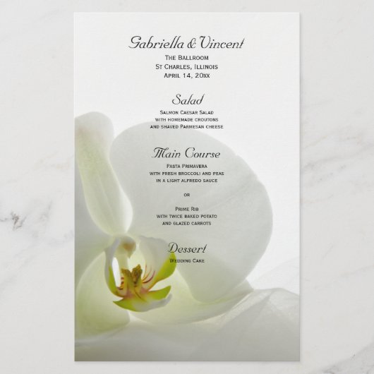 White Orchid and Bridal Veil Wedding Menu (Voorkant)