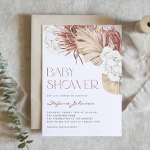 White Orchid and Dried Palm Boho Baby Shower