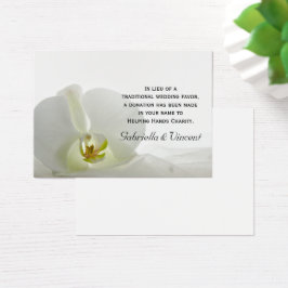 White Orchid and Veil Wedding Charity Favor Card Visitekaartjes