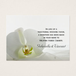 White Orchid and Veil Wedding Charity Favor Card Visitekaartjes