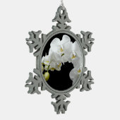 White Orchid Blossom Tin Sneeuwvlok Ornament (Links)