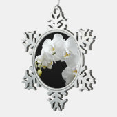 White Orchid Blossom Tin Sneeuwvlok Ornament (Rechts)