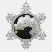 White Orchid Blossom Tin Sneeuwvlok Ornament (Voorkant)